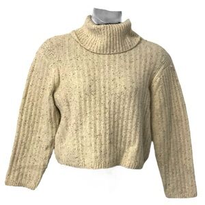 Universal Thread‎ Crop Cream Blue Sweater SZ M Women Turtleneck Collegecore Mod